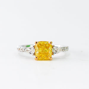 cushion cut fancy vivid yellow diamond engagement rings brisbane on sale