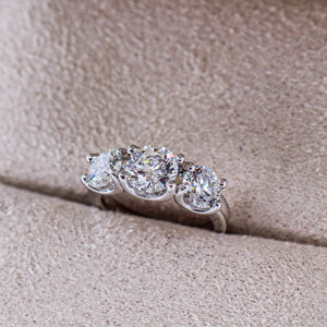 round brilliant cut diamond three stone engagement rings melbourne best price