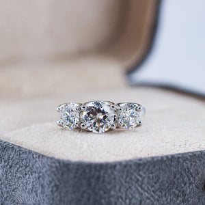 round brilliant cut diamond three stone engagement rings melbourne best price