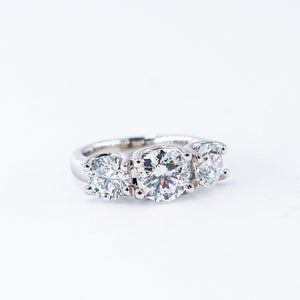round brilliant cut diamond three stone engagement rings melbourne best price