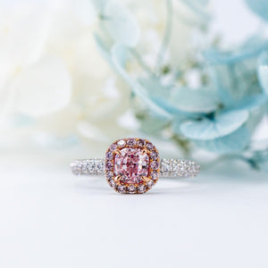 Cushion cut argyle certified pink diamond halo rings sydney exclusive offer