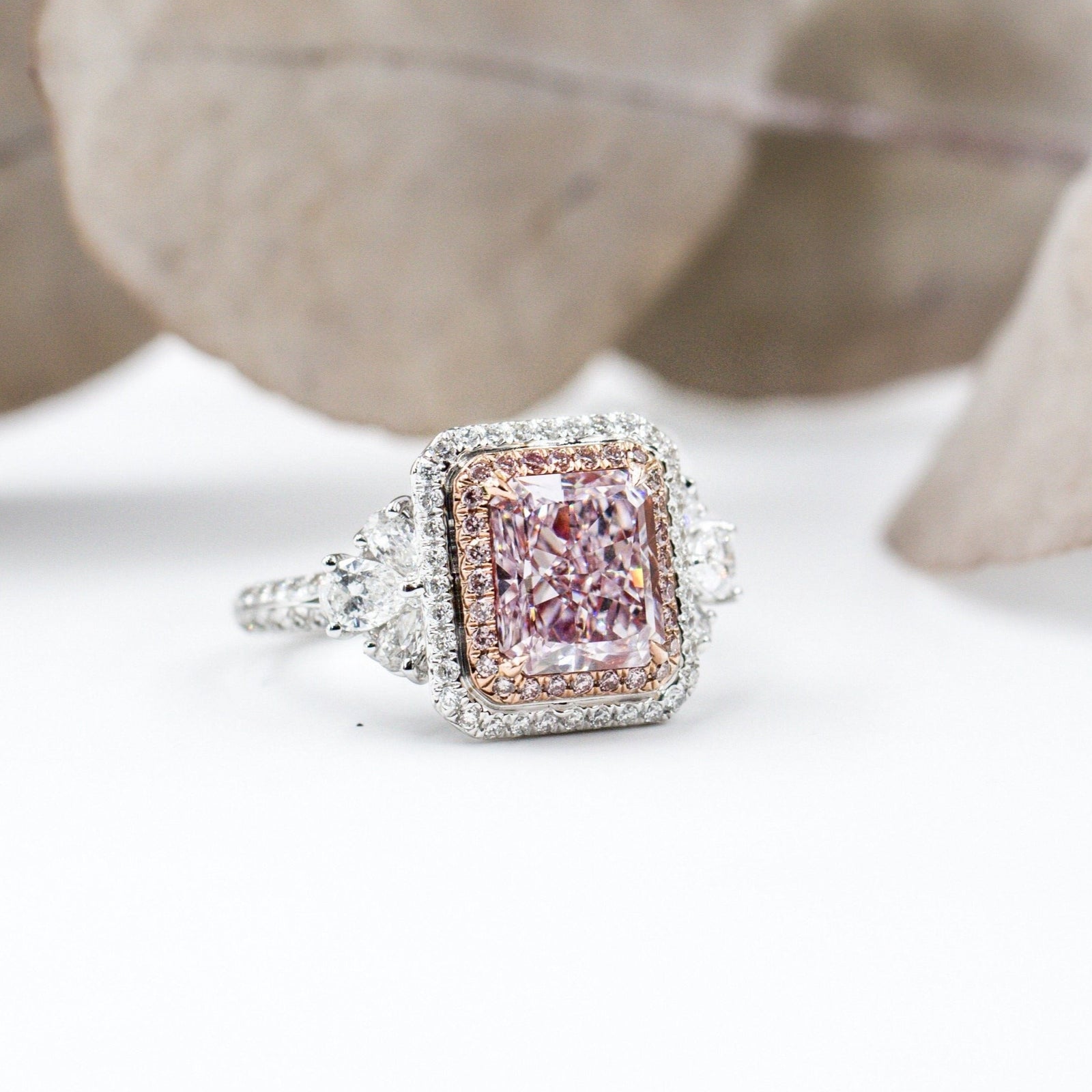 Radiant cut Argyle Pink Diamond Halo rings Sydney Best Price