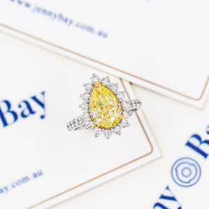 Peear shaped yellow diamond halo rings  Brisbane limited time sale
