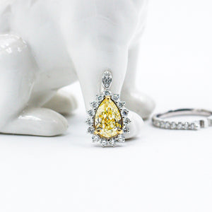 Peear shaped yellow diamond halo rings  Brisbane limited time sale