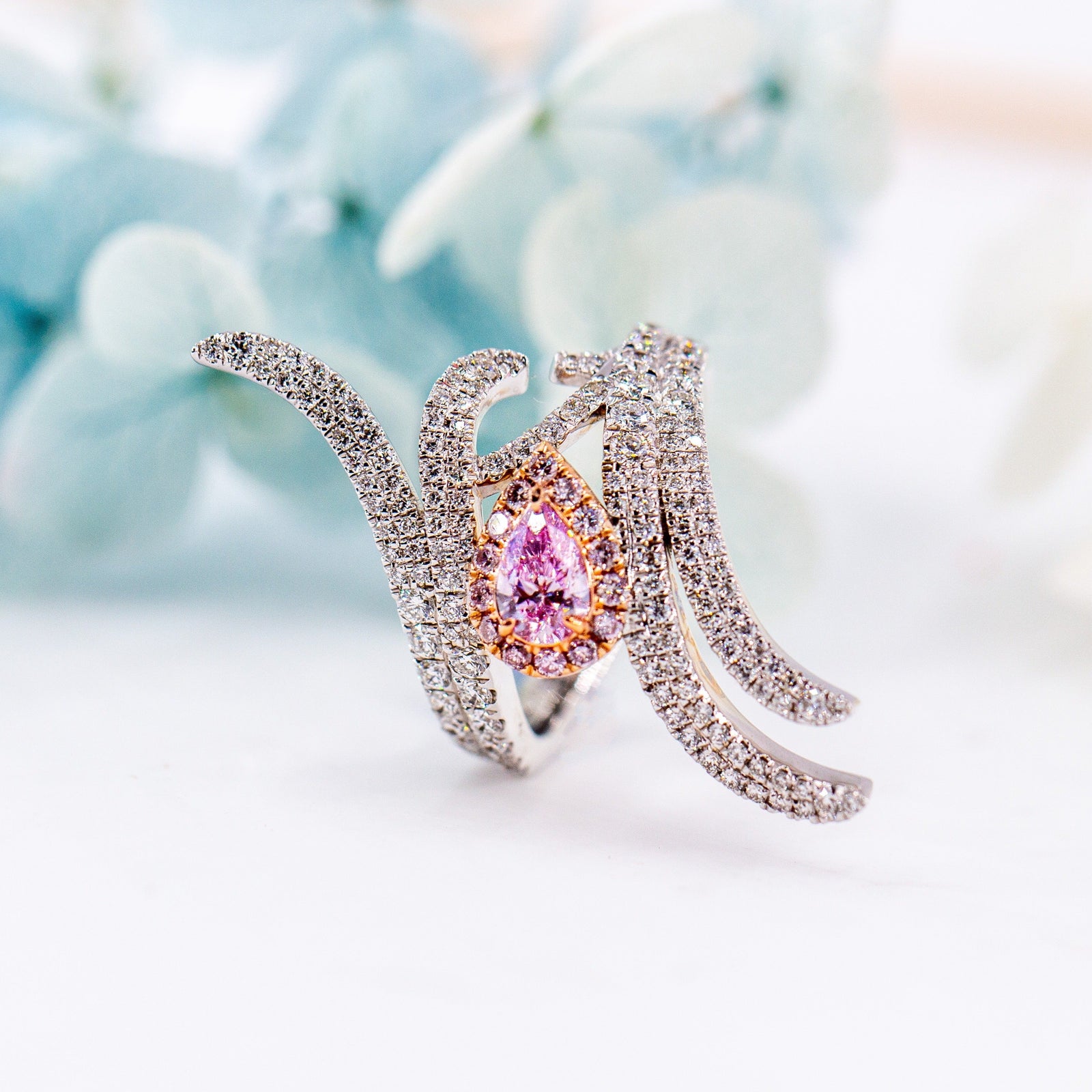 Pear shaped Argyle pink diamond rings Melbourne best value