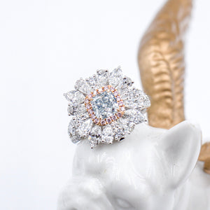 Cushion cut Fancy Light Green Diamond Halo rings Melbourne Competitive pricing