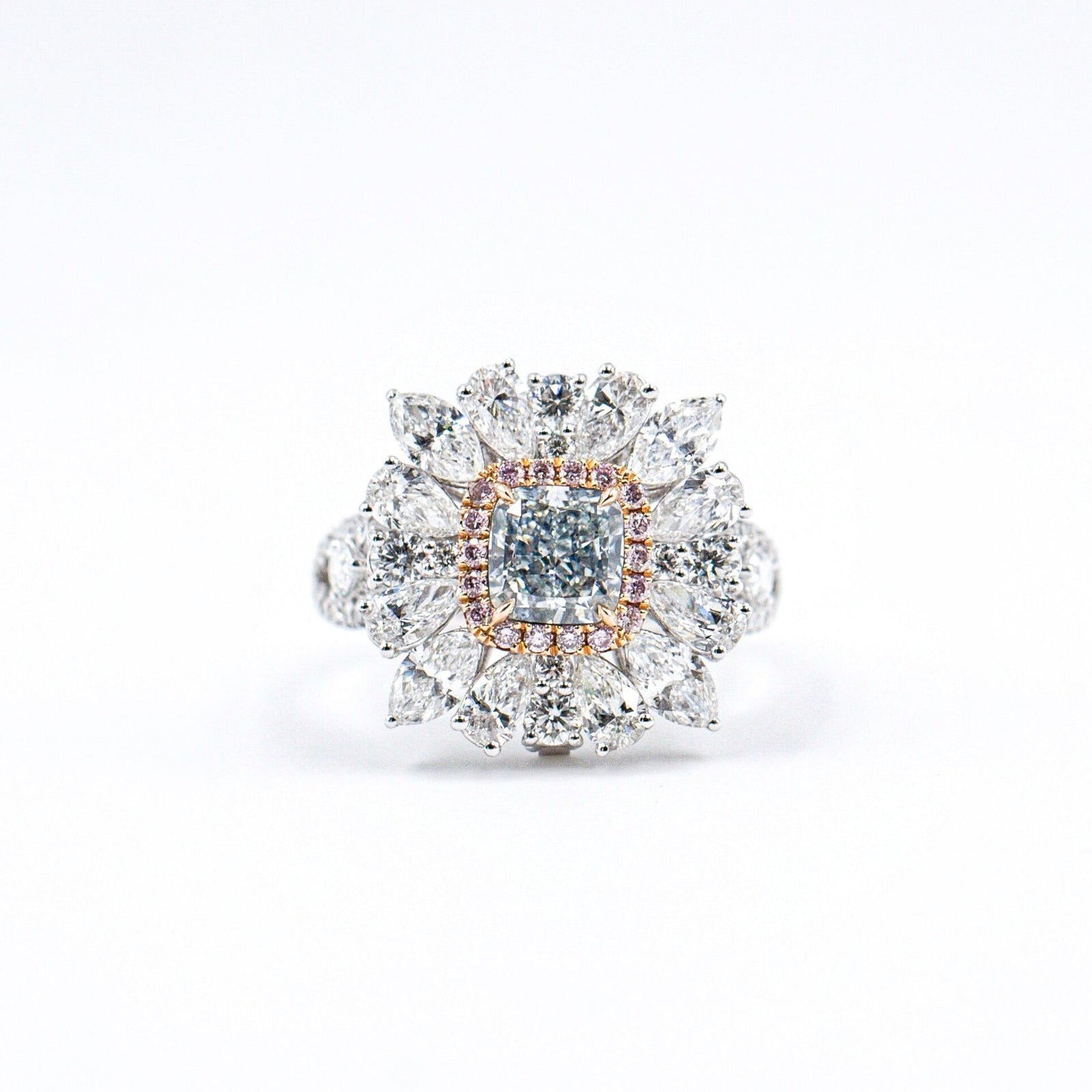 Cushion cut Fancy Light Green Diamond Halo rings Melbourne Competitive pricing