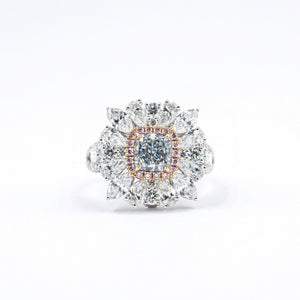 Cushion cut Fancy Light Green Diamond Halo rings Melbourne Competitive pricing