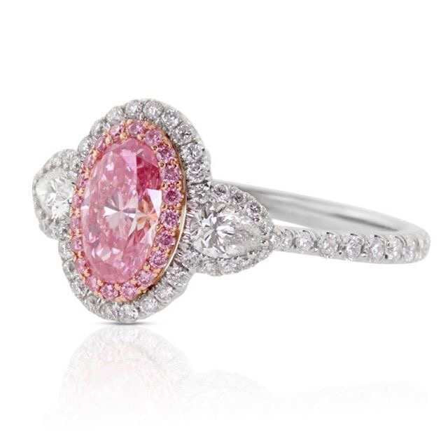 Oval cut argyle pink diamond halo rings Brisbane High-quality jewelry
