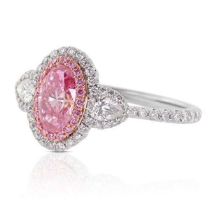Oval cut argyle pink diamond halo rings Brisbane High-quality jewelry