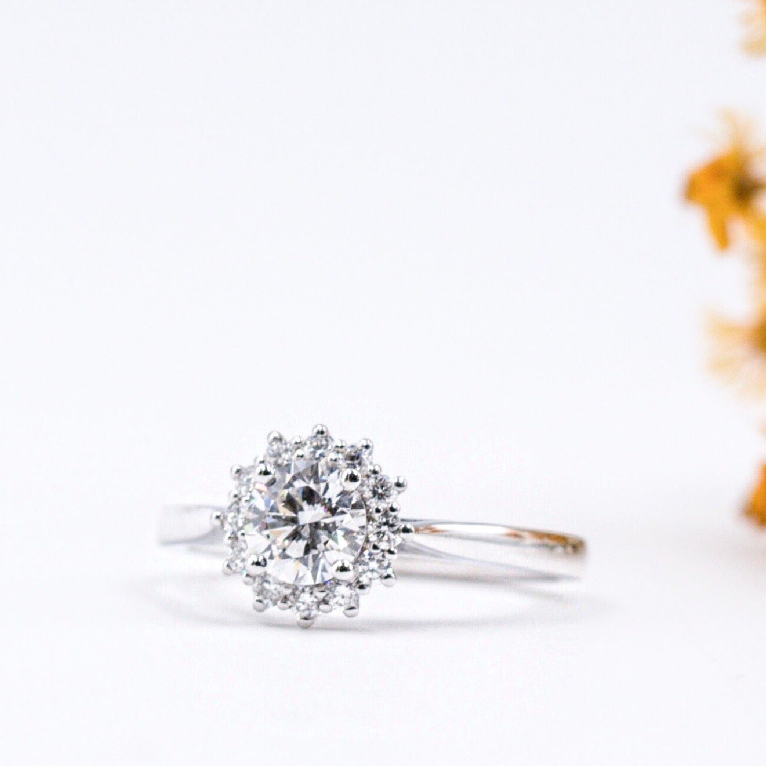 round brilliant cut diamond halo engagement rings perth for sale
