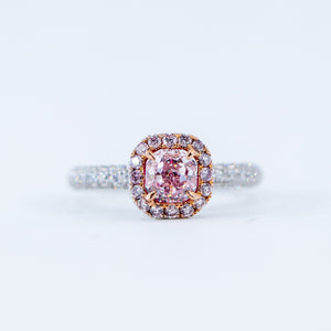 Cushion cut argyle certified pink diamond halo rings sydney exclusive offer