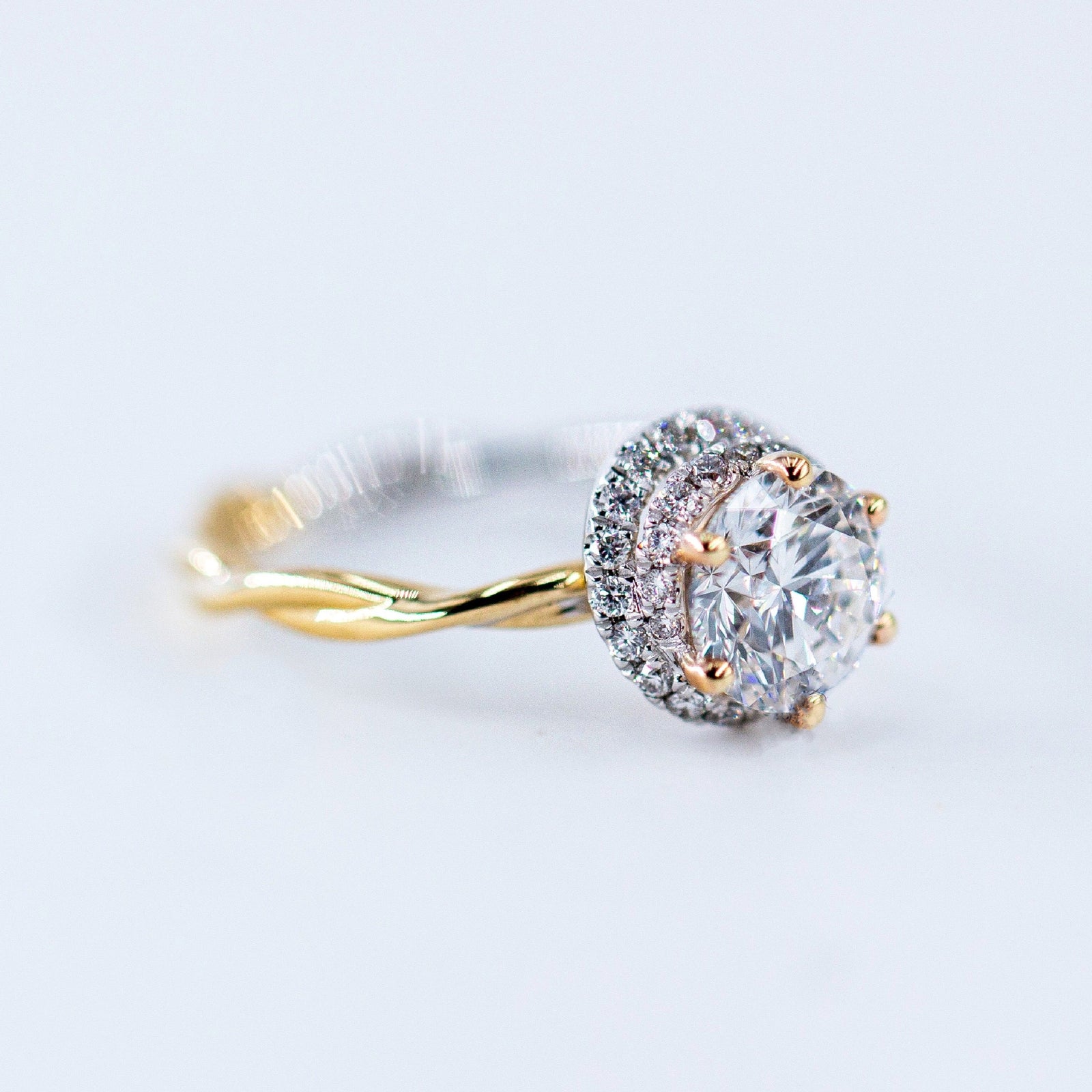 round brilliant cut diamond halo engagement rings sydney australia custom design