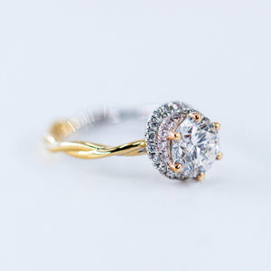 round brilliant cut diamond halo engagement rings sydney australia custom design