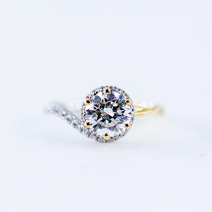 round brilliant cut diamond halo engagement rings sydney australia custom design
