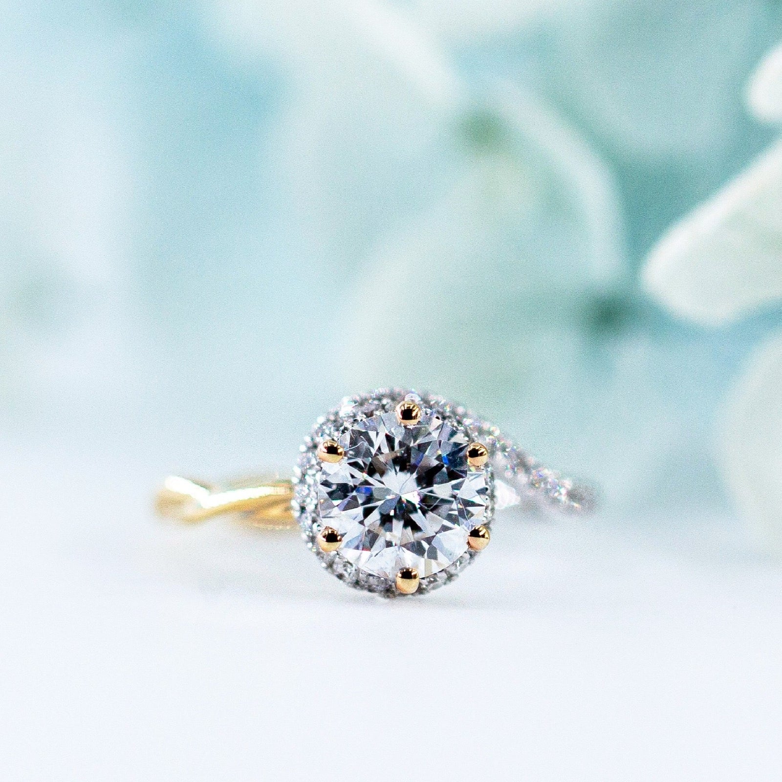 round brilliant cut diamond halo engagement rings sydney australia custom design