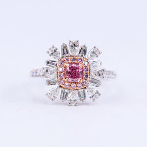 Radiant cut Argyle Pink Diamond Halo rings Perth unique design
