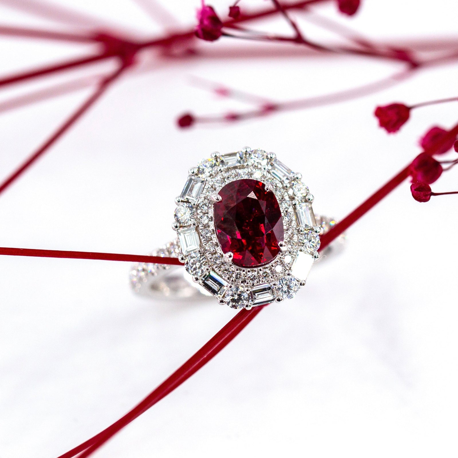 oval cut ruby diamond engagement rings  melbourne original design