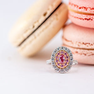 Oval cut Fancy Vivid pink diamond halo rings Melbourne Limited-time jewelry sale