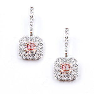 emerald cut argyle diamond halo earrings Brisbane unique design