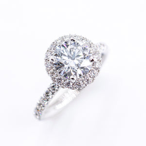 round brilliant cut diamond halo engagement rings melbourne unique design