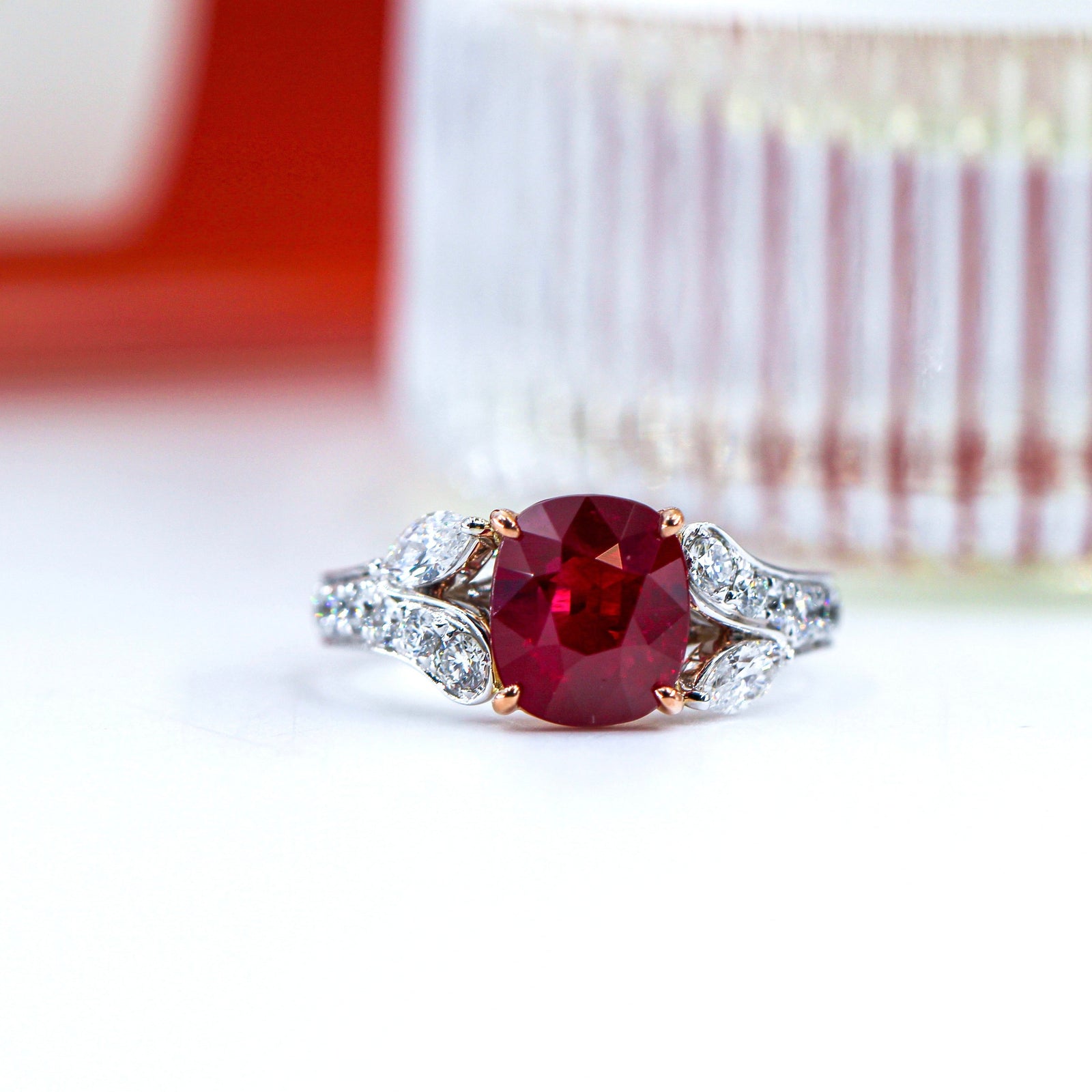 cushion cut ruby diamond engagement rings melbourne original design