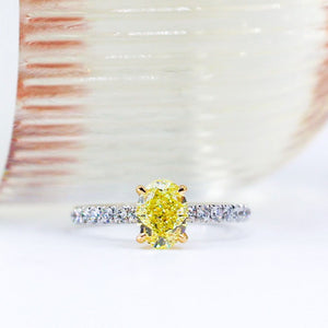 Oval cut Fancy vivid yellow diamond engagement rings Sydney custom design
