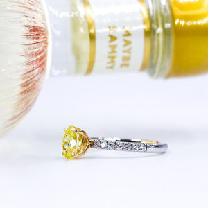 Oval cut Fancy vivid yellow diamond engagement rings Sydney custom design