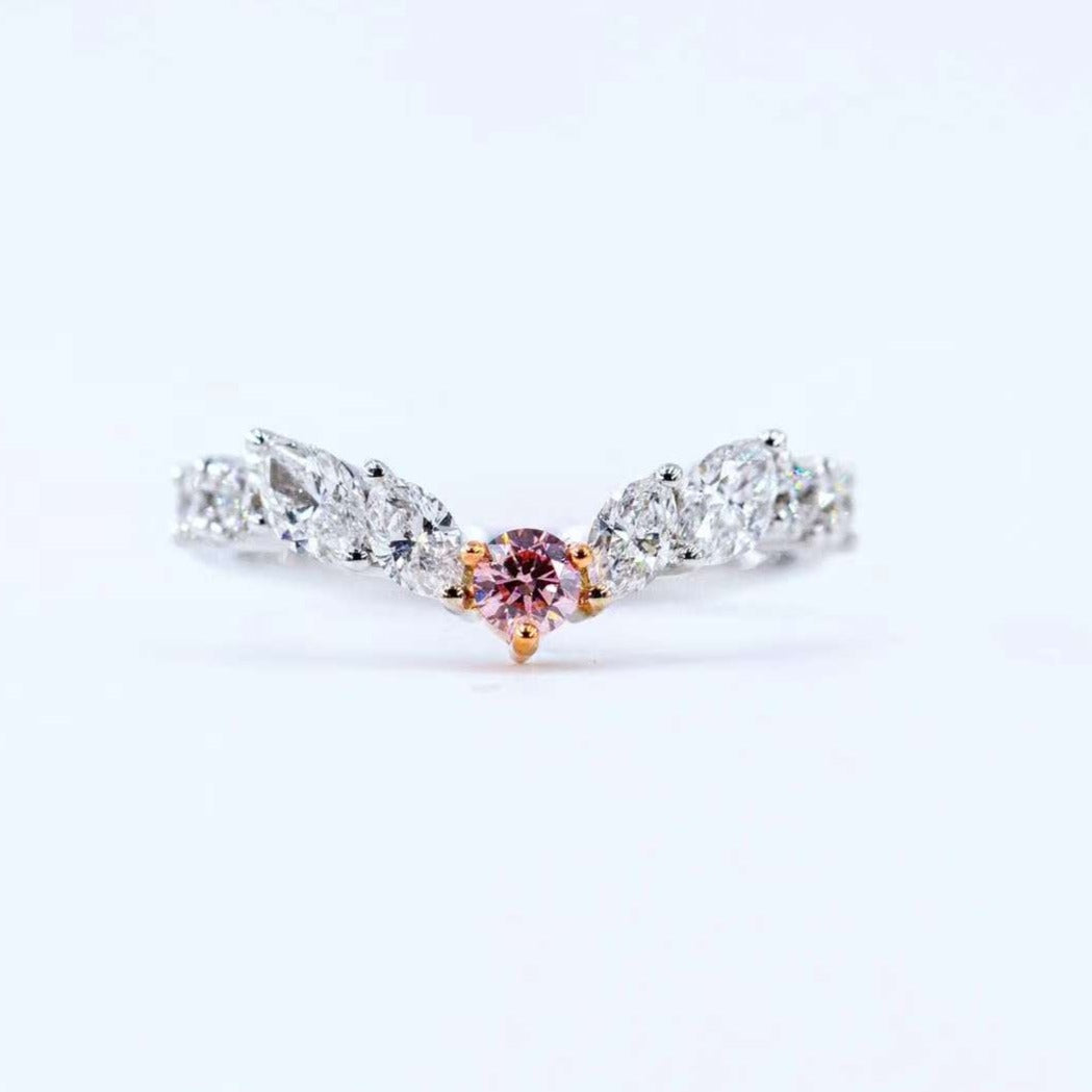 Round brilliant cut fancy intense pink diamond rings perth unique disign