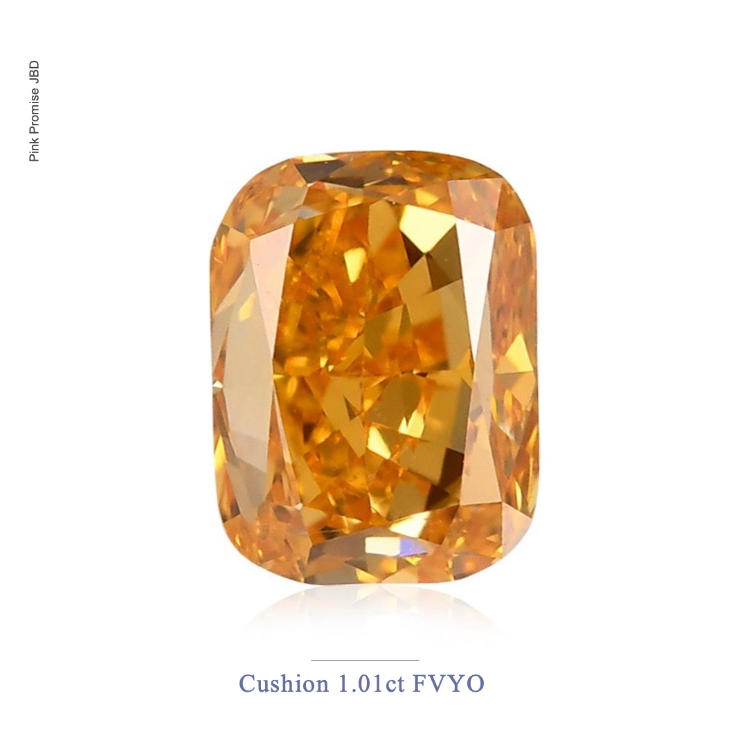 1.01ct Cushion Modified Brilliant Cut Fancy Vivid Yellowish Orange Color Diamond, O013