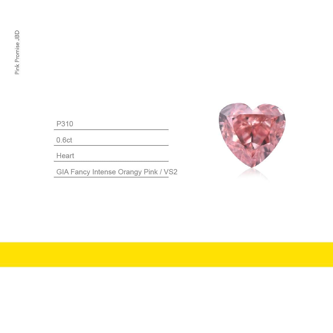 0.6ct Heart shape Fancy Intense Orangy Pink Color Diamond, P310