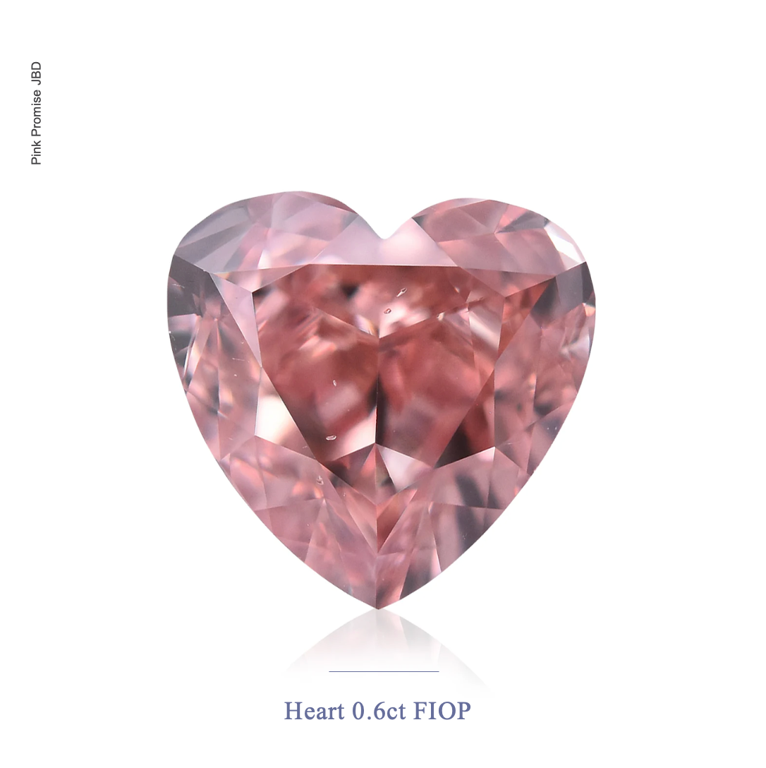 0.6ct Heart shape Fancy Intense Orangy Pink Color Diamond, P310