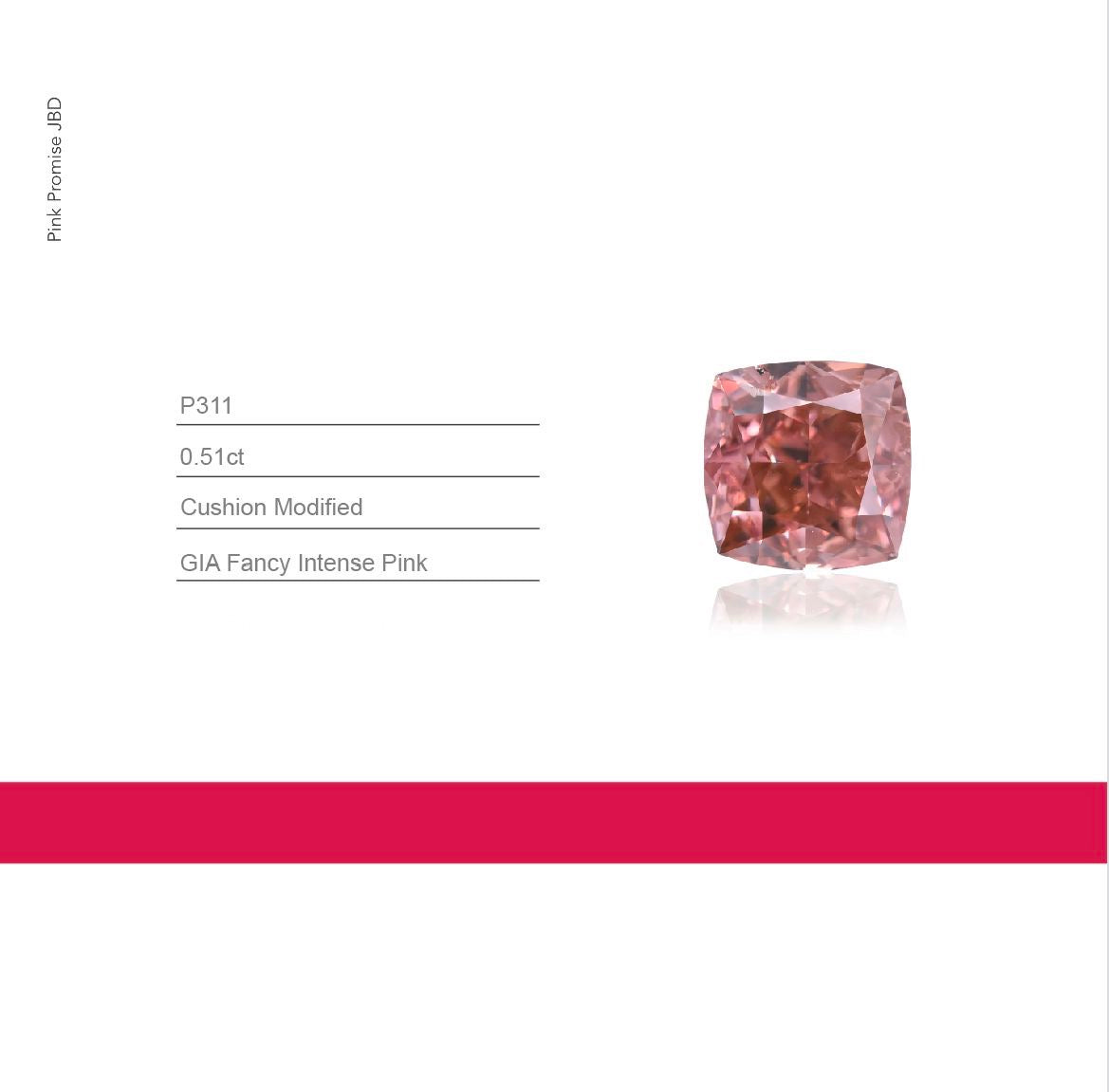 0.51ct Cushion shape Fancy Intense Pink Color Diamond, P311