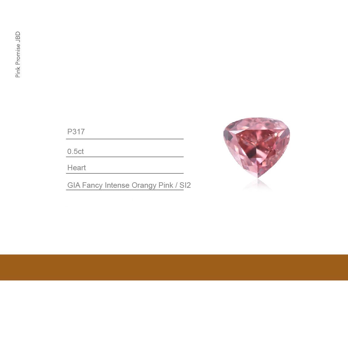 0.5ct Heart shape Fancy Intense Orangy Pink Color Diamond, P317