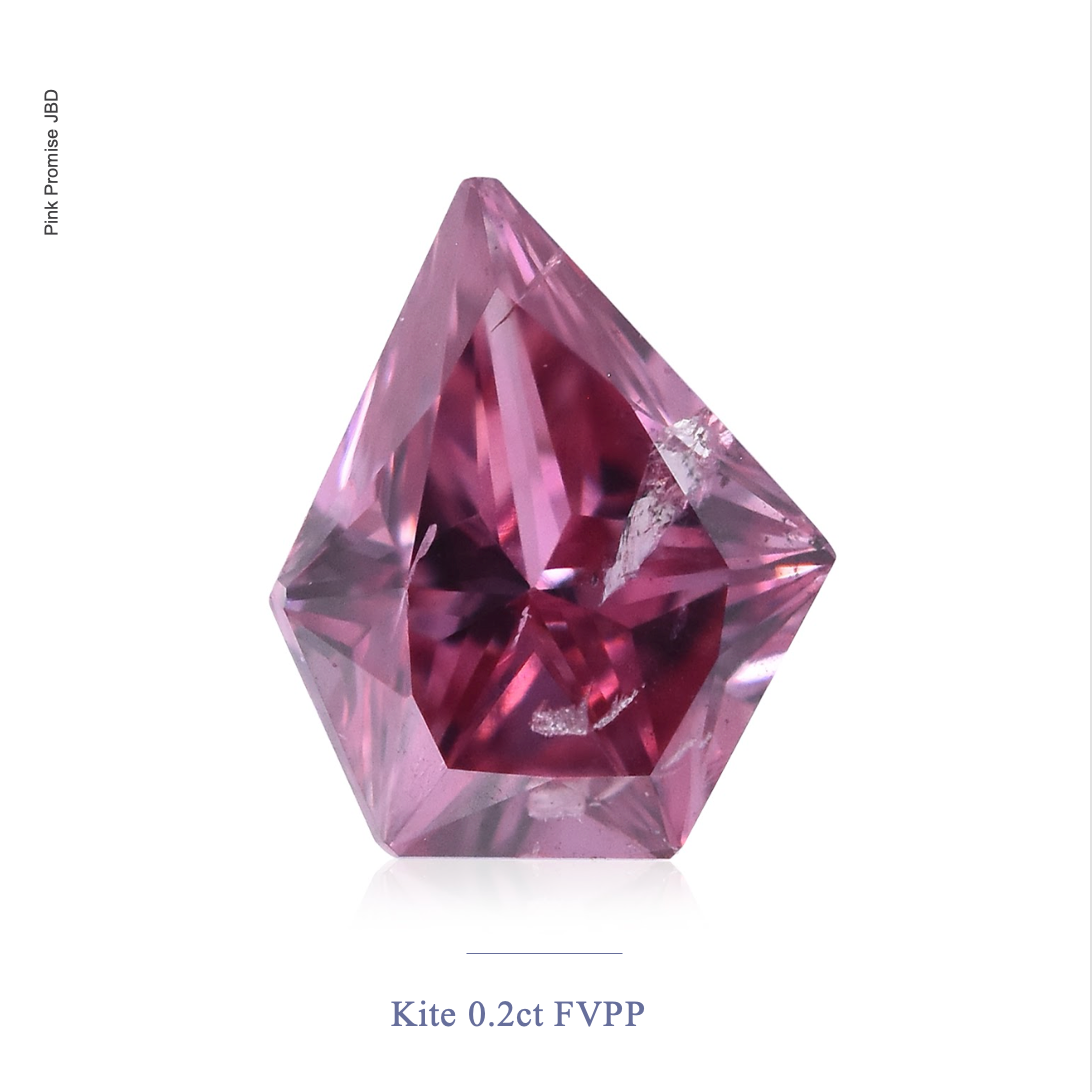 0.2ct Kite shape Fancy Vivid Purplish Pink Color Diamond, P362