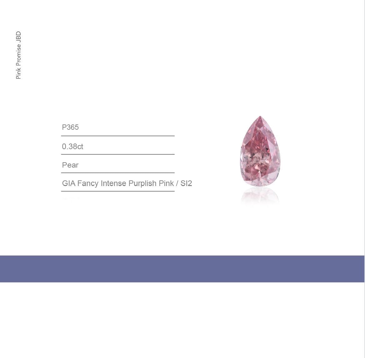 0.38ct Pear shape Fancy Intense Purplish Pink Color Diamond, P365