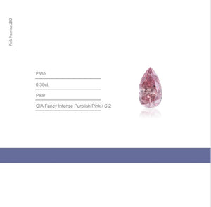 0.38ct Pear shape Fancy Intense Purplish Pink Color Diamond, P365