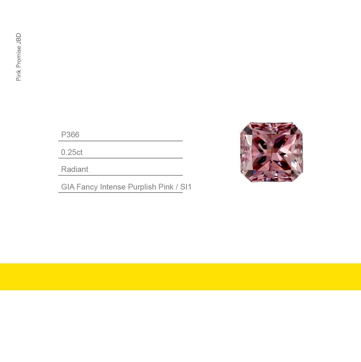 0.25ct Radiant shape Fancy Intense Purplish Pink Color Diamond, P366