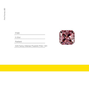 0.25ct Radiant shape Fancy Intense Purplish Pink Color Diamond, P366