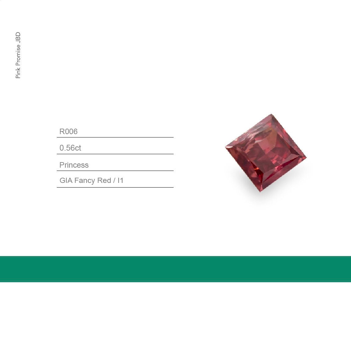 0.56ct Princess Cut Fancy Red Color Diamond, R006