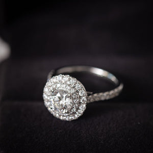 round brilliant cut diamond halo engagement rings sydney australia best price