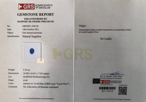 5.54ct Royal Blue Sri Lanka Sapphire - SPVB06