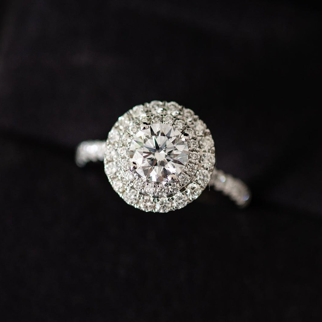round brilliant cut diamond halo engagement rings sydney australia best price