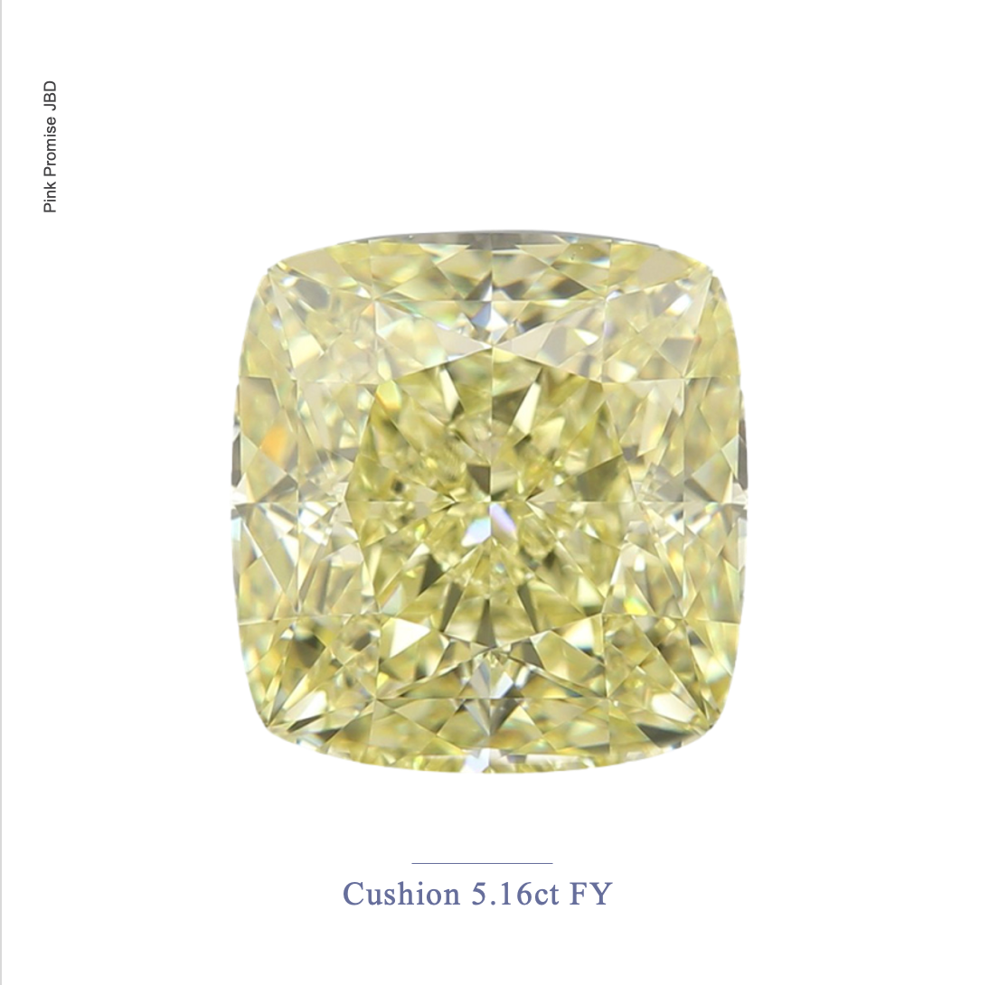 5.16ct Cushion shape Fancy Yellow Color Diamond, Y067
