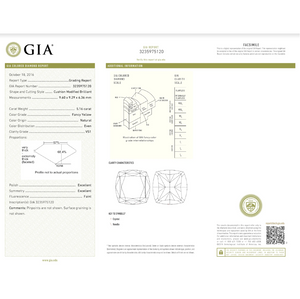5.16ct Cushion shape Fancy Yellow Color Diamond, Y067