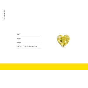 2.38ct Heart shape Fancy Intense Yellow Color Diamond, Y007