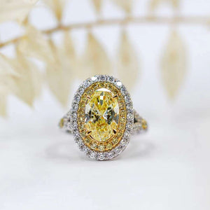 Oval cut Fancy Intense Yellow Diamond Halo Engagement rings Sydney Best Value