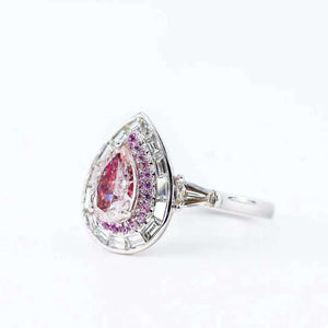 Pear shape Fancy purplish pink diamond halo engagement rings Perth New arrival