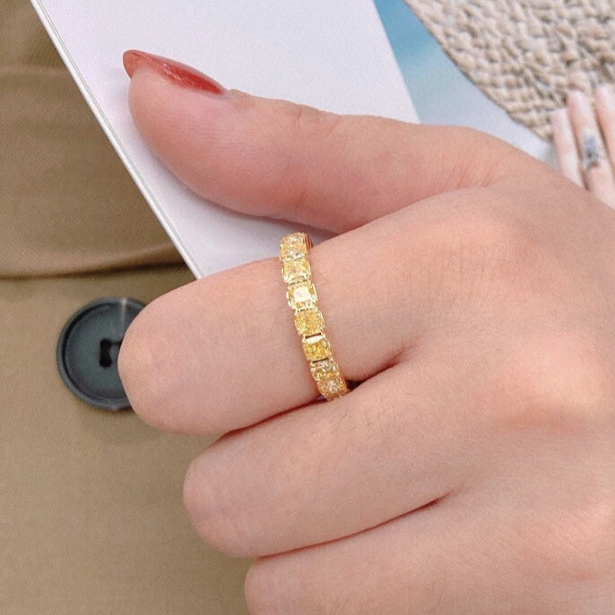 cushion cut fancy yellow diamond eternity rings perth custom design