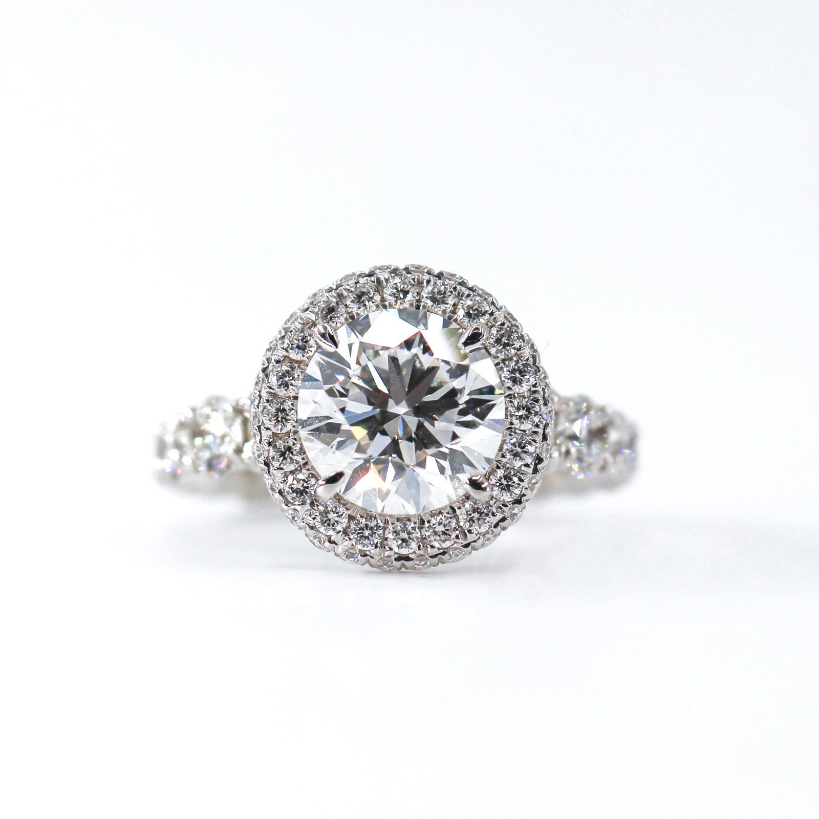 round brilliant cut diamond halo engagement rings perth custom design
